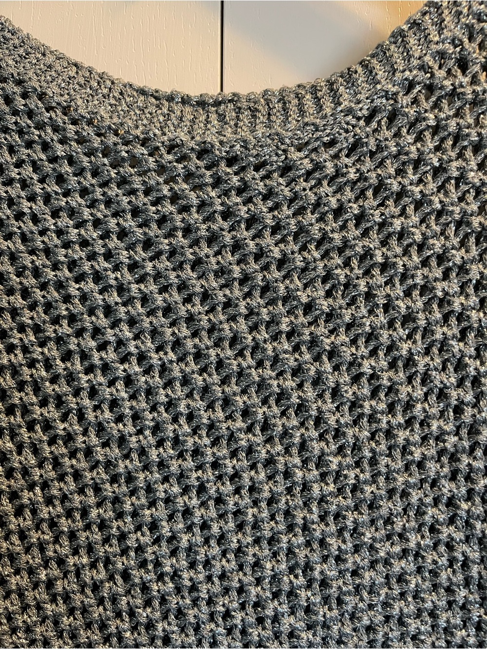 Waffle Knit Women's Poncho - Charcoal Grey& Silver